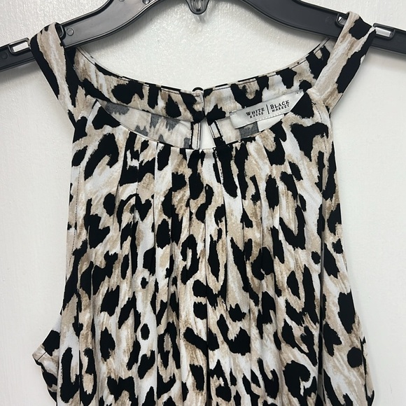 WHBM sleeveless leopard print top, pleated neckline, elastic waistband, Sz M - Picture 3 of 12